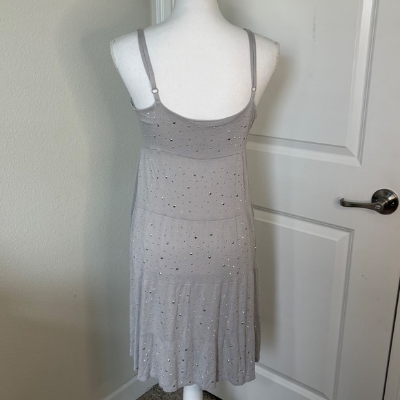 INC International Concepts Gray Rhinestone Tiered Knit Cami Dress Large - Picture 3 of 4